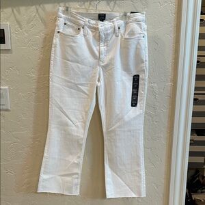 J. Crew White Mid-Rise Flare Crop
